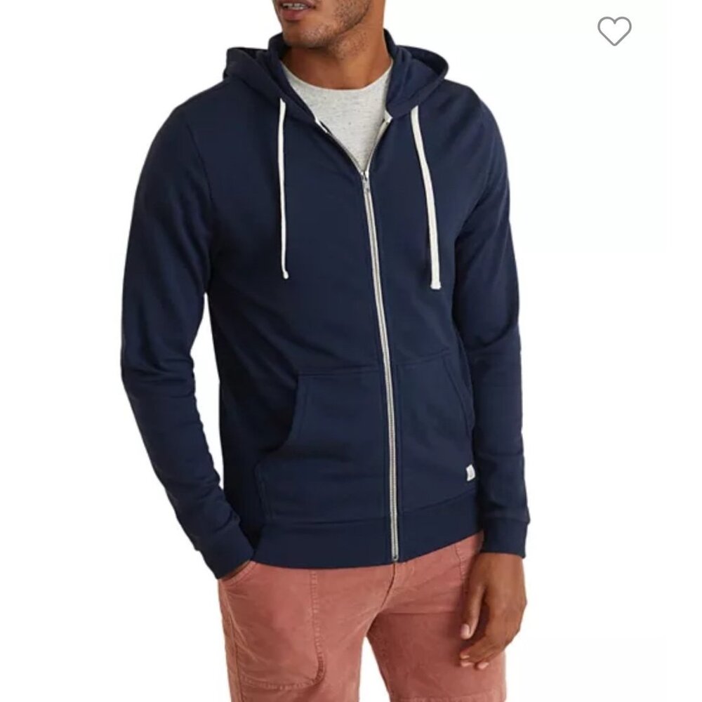 Marine Layer afternoon Zip-Up Hoodie With Drawstrings size XXL Navy Blue Mens